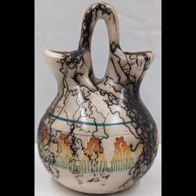 Signed Navajo Horse Hair Wedding Vase