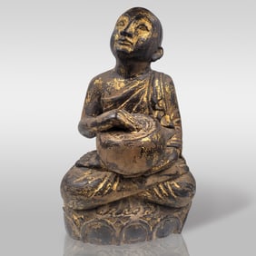 18th C Giltwood Carved Buddha Statue