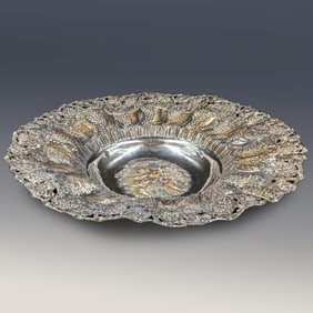A Large Antique 900 Silver Repousse Footed Centerpiece Bowl, Likely German, 3lbs 11.4 Oz