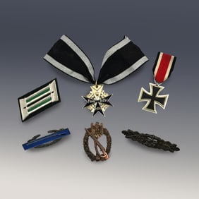 A Group Of WWII German & U.S. Medals And Pins (6 Pieces)