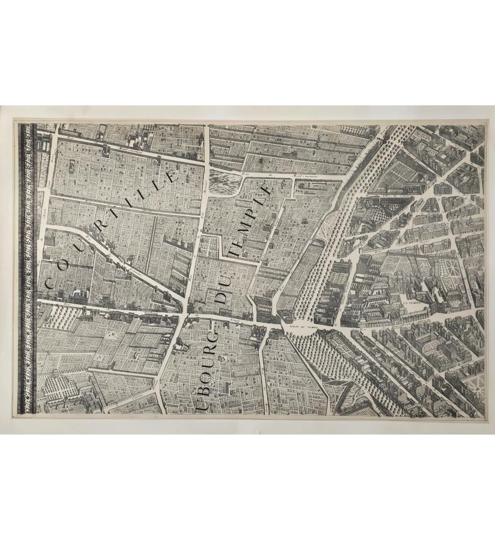 EARLY MAP-Michel Turgot Plan Of Paris Map On Arches Paper Plan DE Paris 1739: MAP-Michel Etienne Turgot Plan Of Paris Map On Arches Paper Plan DE Paris. 35.5" X 25" Unframed. Provenance: Private Central Florida Estate. Please copy and paste the URL link below to revie