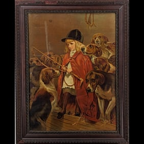 An Old Victorian Hunting Print On Paper, "The Young Hunter"