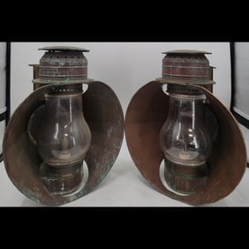 Pair Of Large 19th C Copper Beacon Lanterns