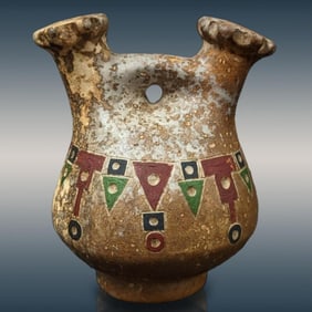 An Old Initialed South American Reproduction White Clay Vase