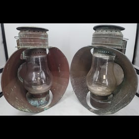 Pair Of Large 19th C Copper Beacon Lanterns