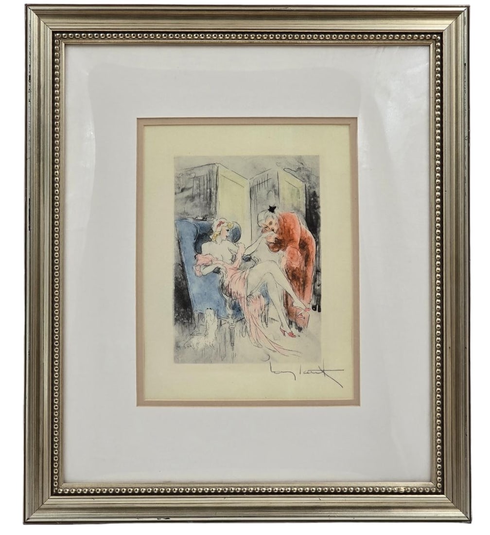 A Louis Icart Lithograph Or Colored Etching Le Nuit Et Le Moment (1 of 11)