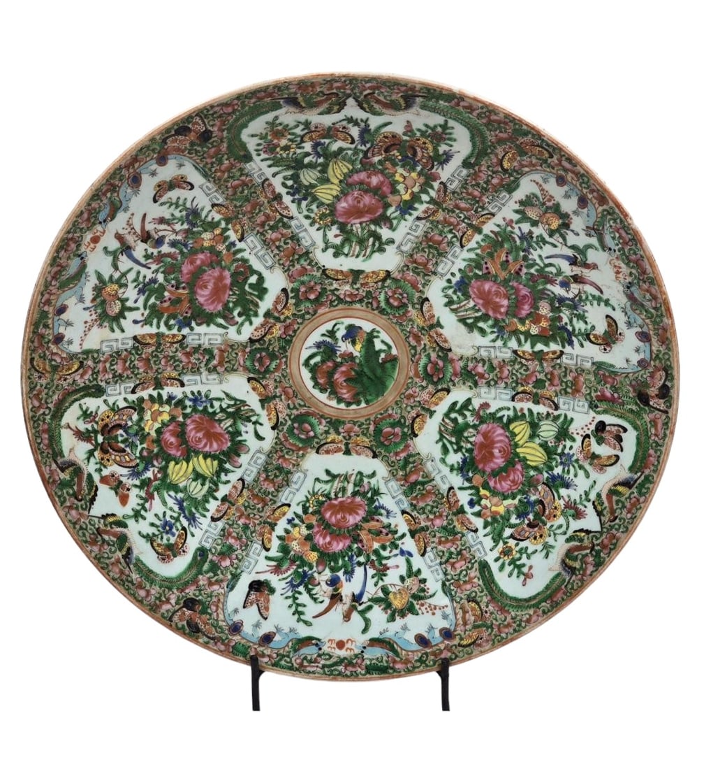 A Large Antique Chinese Rose Medallion Porcelain Charger 19th Century (1 of 16)