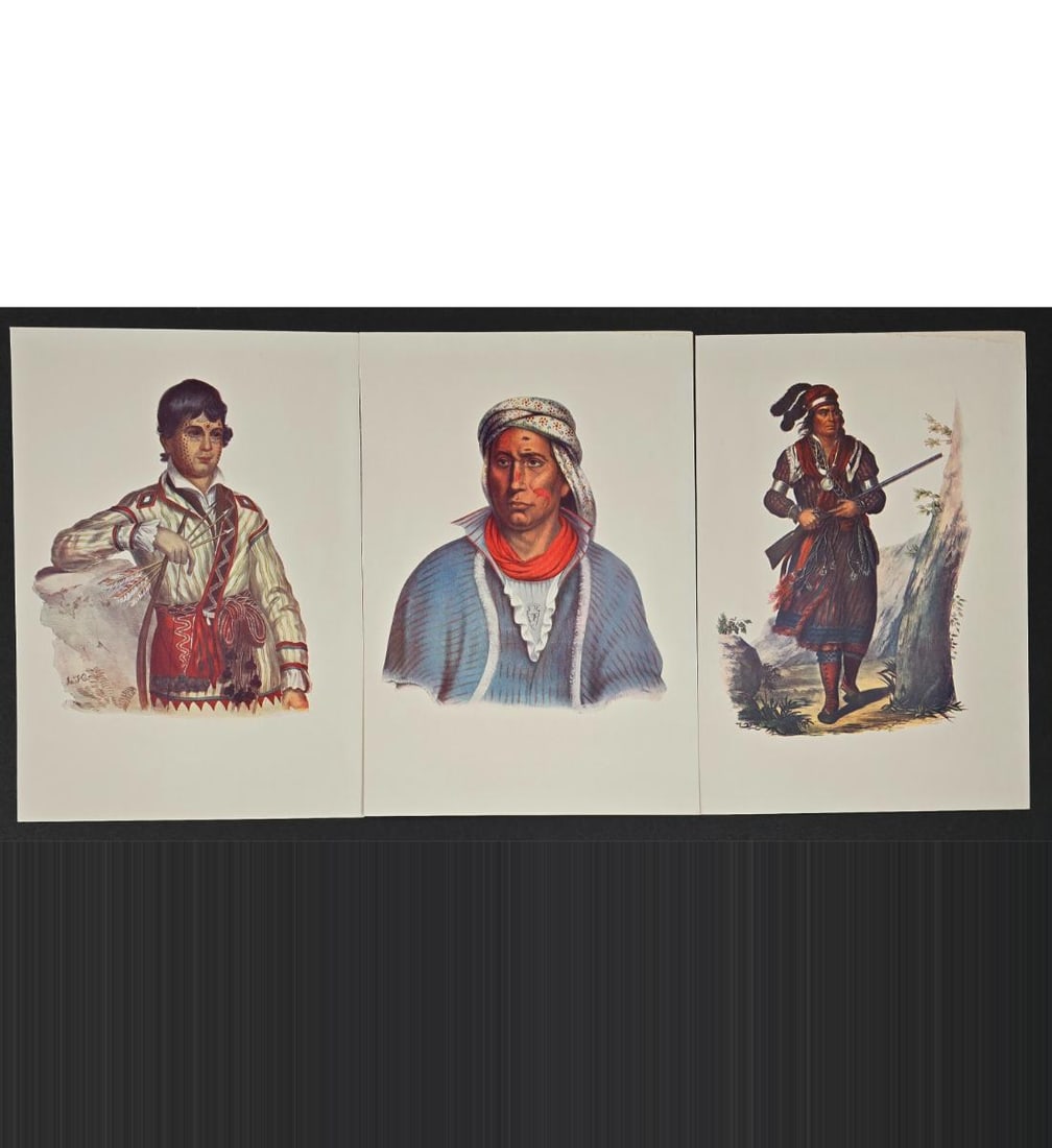 Rare Color Lithographic Plates 1909 History Of The Indian Tribes Of North America: You Are Bidding On 3 Rare Color Lithographic Plates 1909 History Of The Indian Tribes Of North America After Karl Bodmer, Charles Bird King James Otto Lewis, Very Colorful And Vibrant, All 8" X 6 1/4"