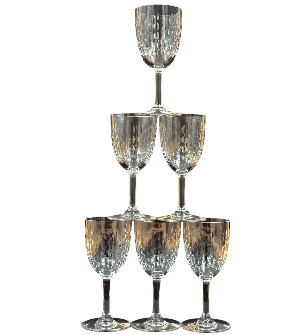 Set Of Six Baccarat Cut Glass Stems Signed: Set Of Six Baccarat Cut Glass Stems. Measure 5 3/4" Tall. Provenance: One Person Private Estate Central Florida. Please copy and paste the URL link below to review our Terms and Conditions f