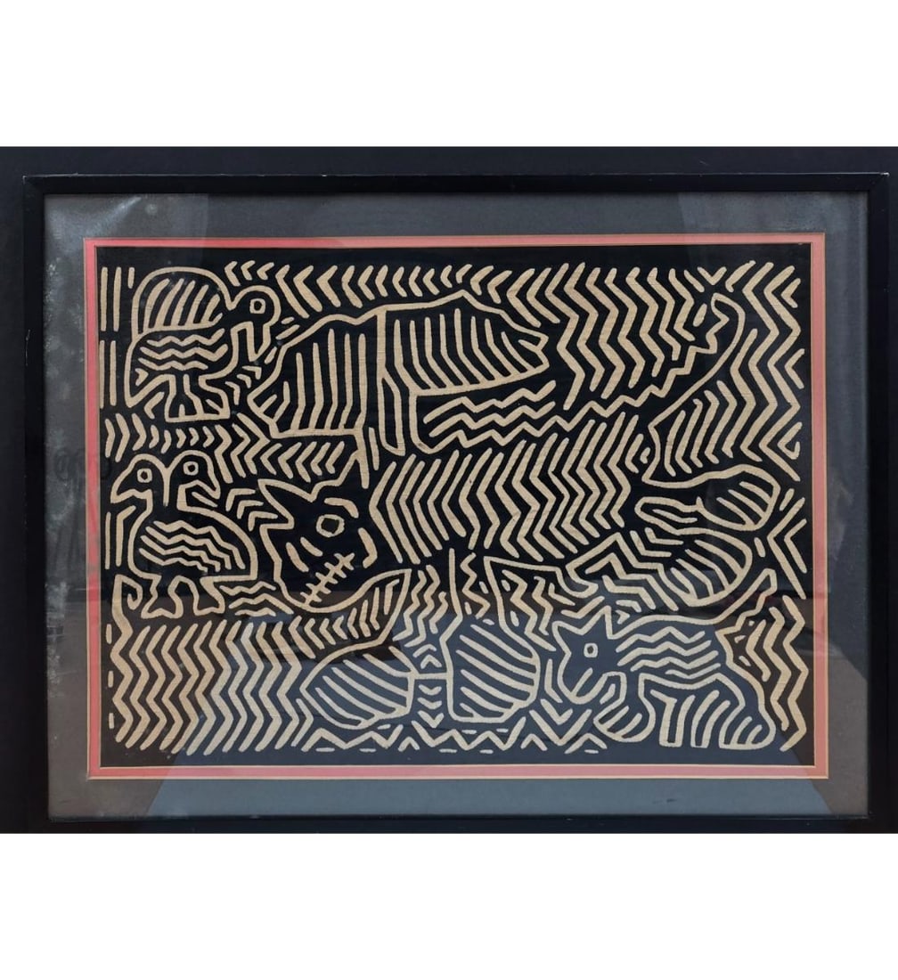 A Framed Old South American Mola Textile Panel Hand Stitched (1 of 13)