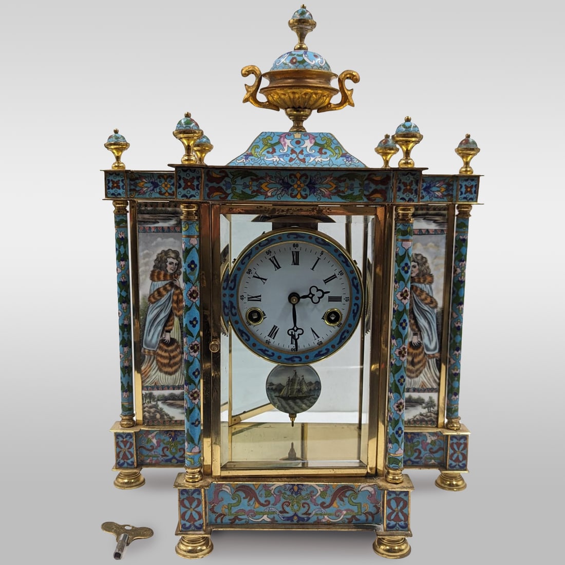 A Fine Cloisonne Clock With Hand painted Enamels ( Clock Runs ) (1 of 15)