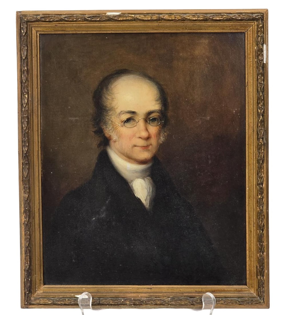 19th C Portrait Painting Of A Gentleman Oil On Board After Anton Graff 1736-1813: 19th C Portrait Painting Of A Gentleman Oil On Board Roberson & Miller Art Board. Framed Art Measure 12 3/4" X 10 3/4", Sight 10 3/4" X 8 3/4". Provenance: One Person Private Estate Central Florida.