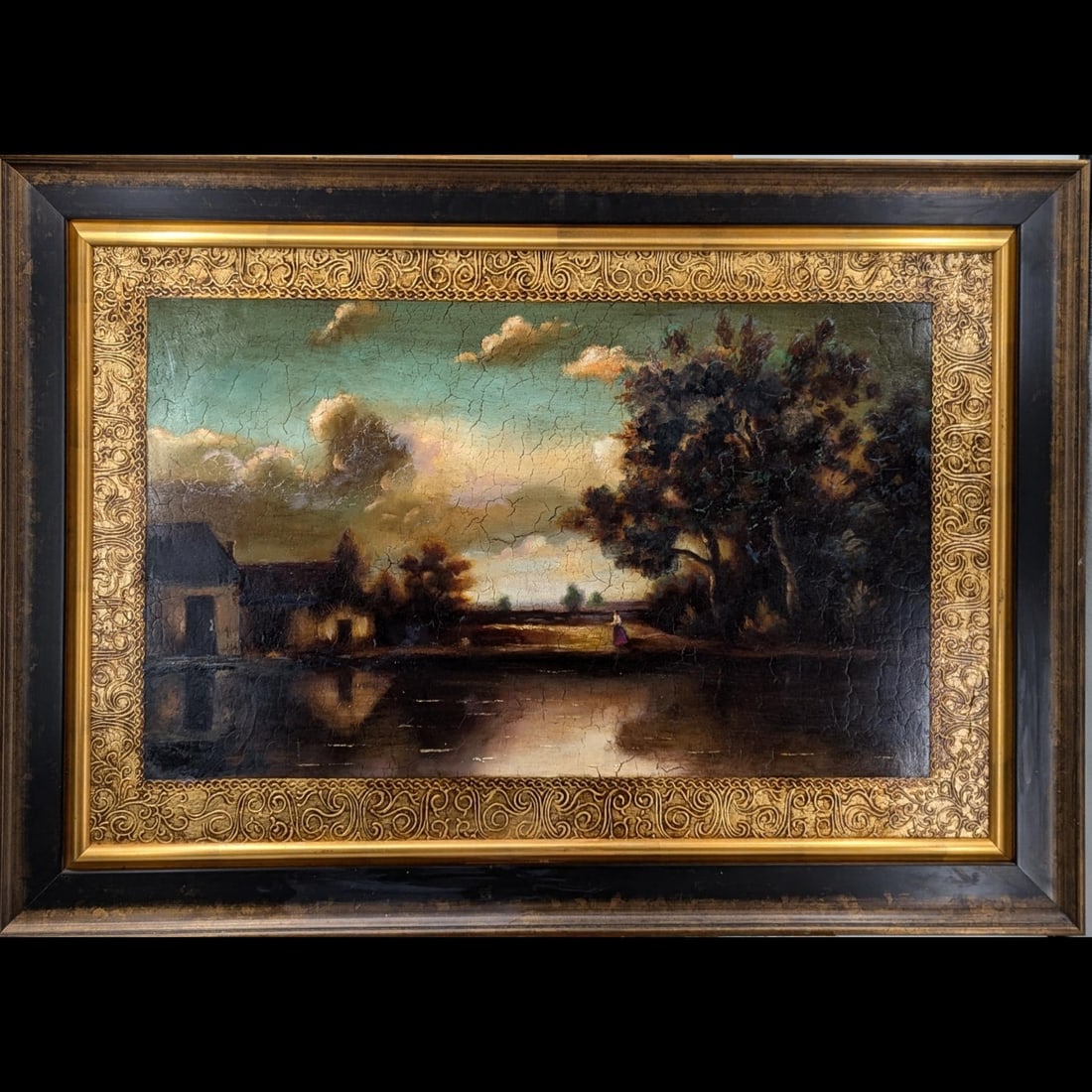 Large Victorian Style Oil On Canvas Landscape Painting With Beautiful Gilt Frame (1 of 8)