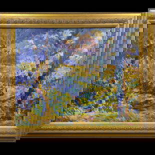 John Pierce Barnes (American, 1893-1954) Impressionist Landscape Oil On Canvas Painting: John Pierce Barnes (American, 1893-1954) Impressionist Landscape Oil On Canvas Painting. Measures approximately 24-3/4" x 20-3/4" framed, 19-1/4" x 15-1/2" sight. Signed bottom left. Please
