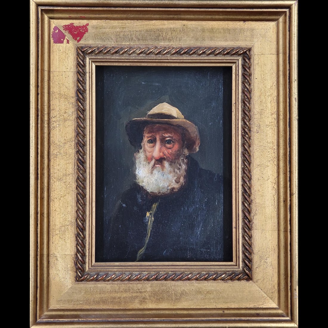 Small Antique Oil On Board Portrait Painting In Shadow Box Frame (1 of 6)