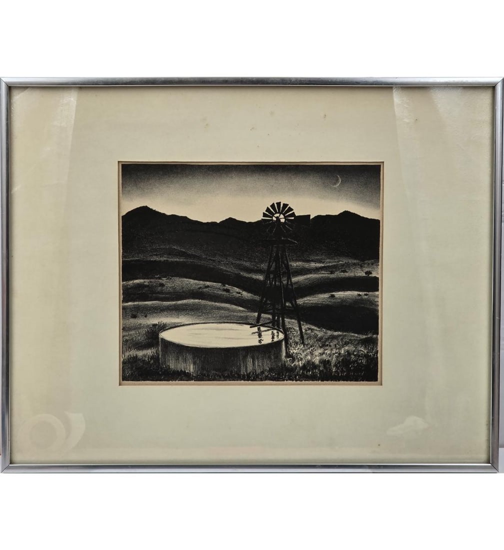 Peter Hurd 1904-1924 American Woodcut Landscape Signed In Plate: Peter Hurd 1904-1924 American Woodcut Landscape Signed In Plate. Frame Measure 15 1/4" X 19 1/4". Provenance: Private Estate South Florida. Please copy and paste the URL link below to review