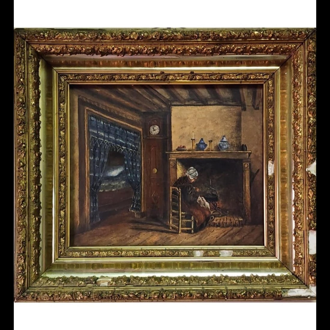 19 C Interior Painting Attributed To James Whistler: 19 C Interior Painting In The Circle Of James Whistler. Frame Measure 16" x 18", Sight 10" x 12". James Abbott McNeill Whistler (1834-1903) was active/lived in Massachusetts / England, France. James W