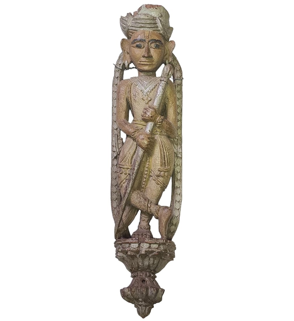 Early Hand Carved Wooden Architectural Figural Carving Part Of A Column Probably (1 of 20)