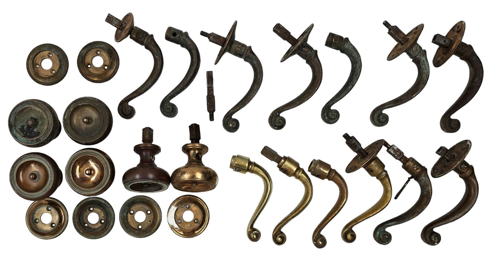 A Large Group Of Architectural  Bronze Door Knobs And Handles 19th Century (1 of 17)