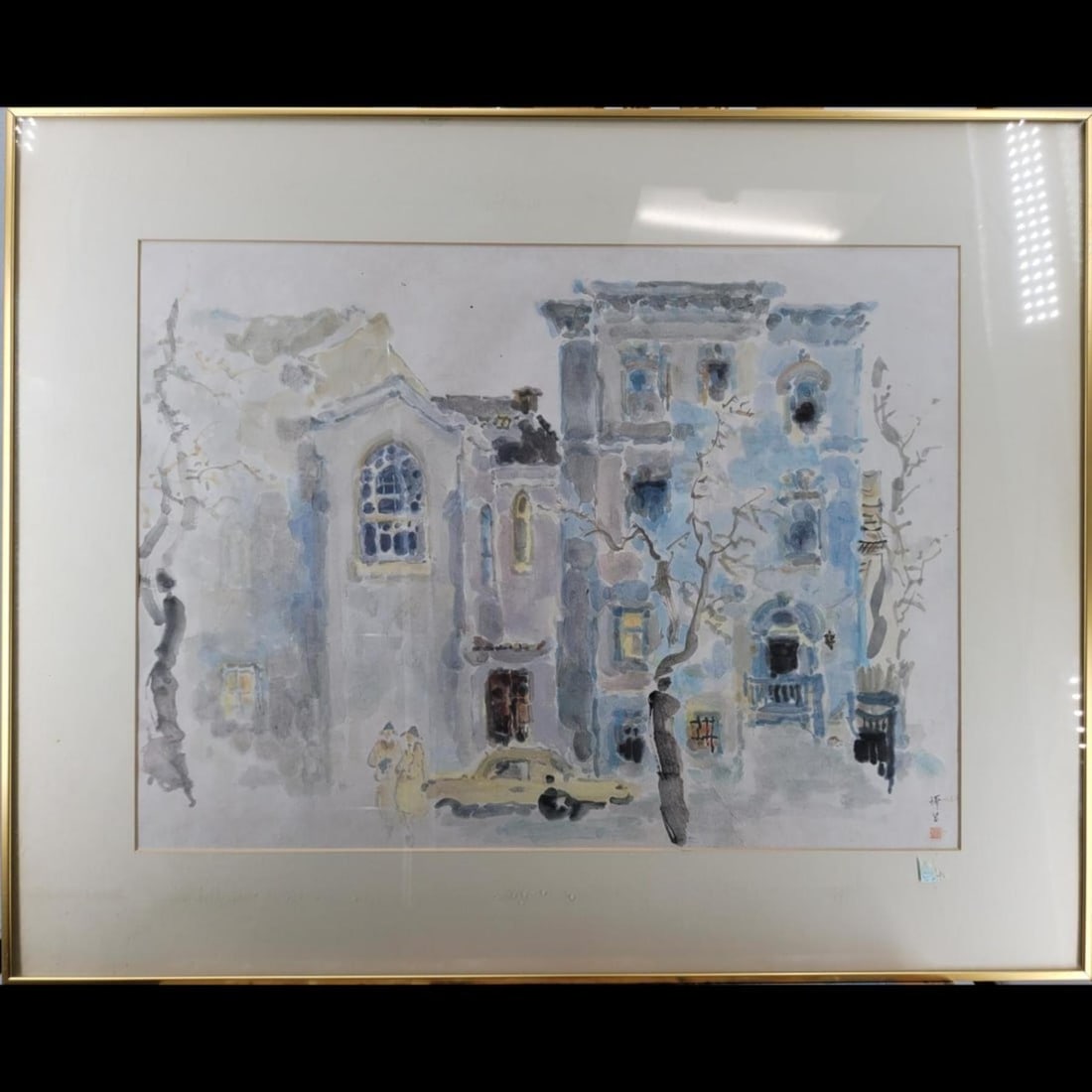 Chinese Artist Signed Watercolor Cityscape (1 of 7)