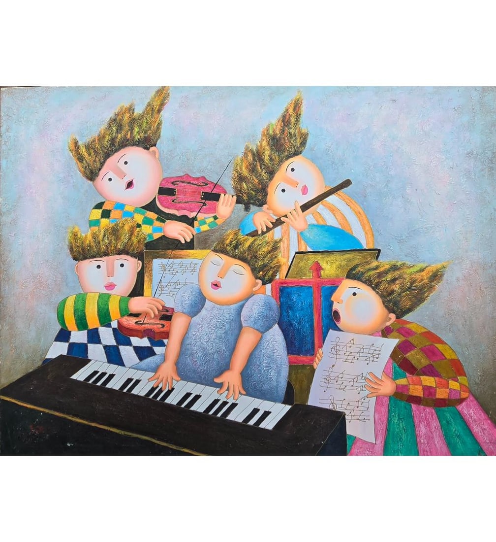 Signed Oil On Canvas Painting Kids After Graciela Rodo Boulanger: Signed Z Or S Grant Oil On Canvas Painting. Measure 36" X 48" Unframed. Provenance: One Person Private Estate Central Florida. Please copy and paste the URL link below to review our Terms an