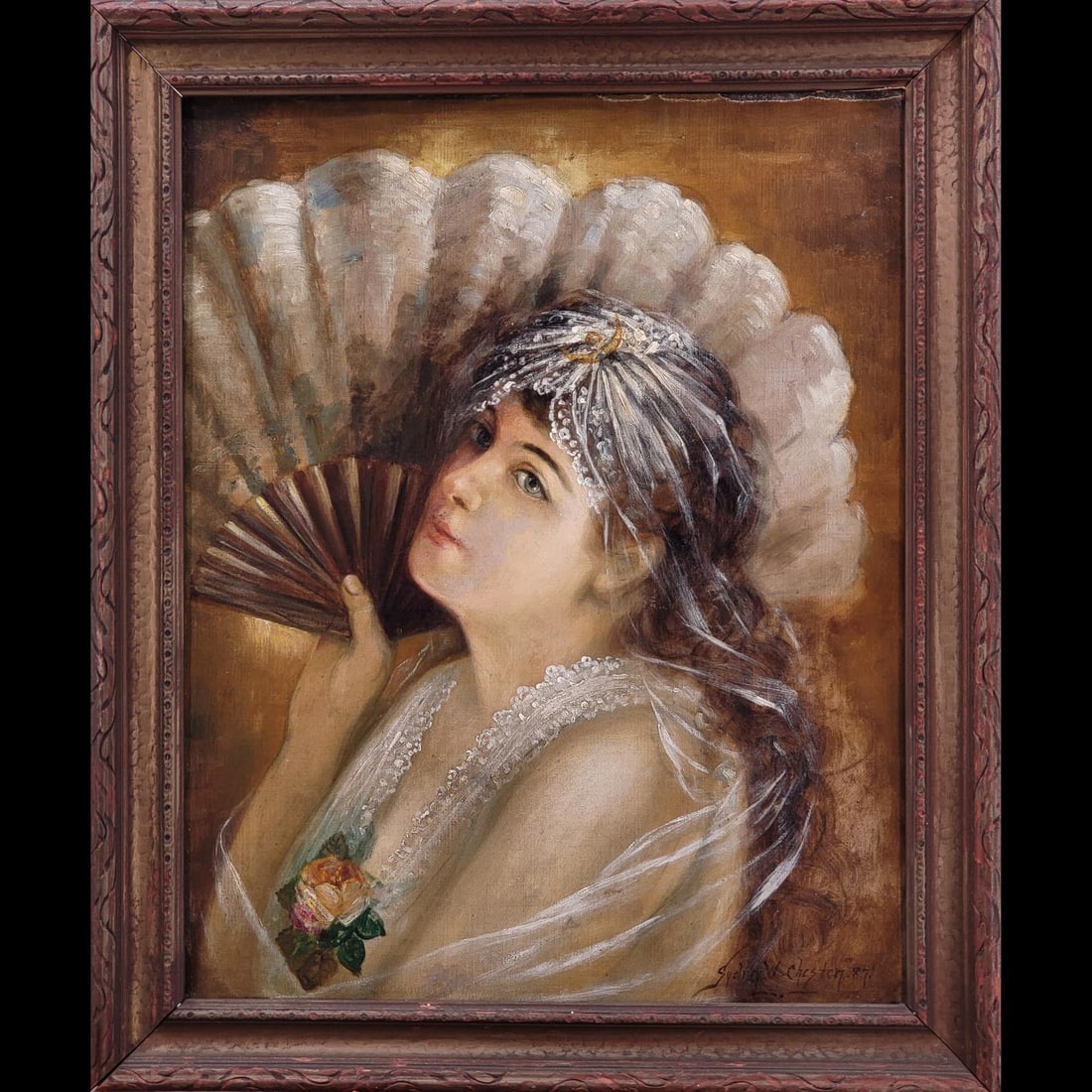 Vintage Oil On Canvas Portrait Painting Signed Sydney W. Cheston 1987 (1 of 11)
