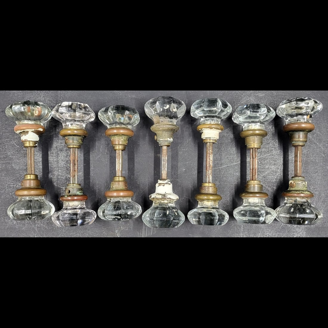 Lot Of 7 Antique Glass Octagonal Door Knobs (1 of 5)
