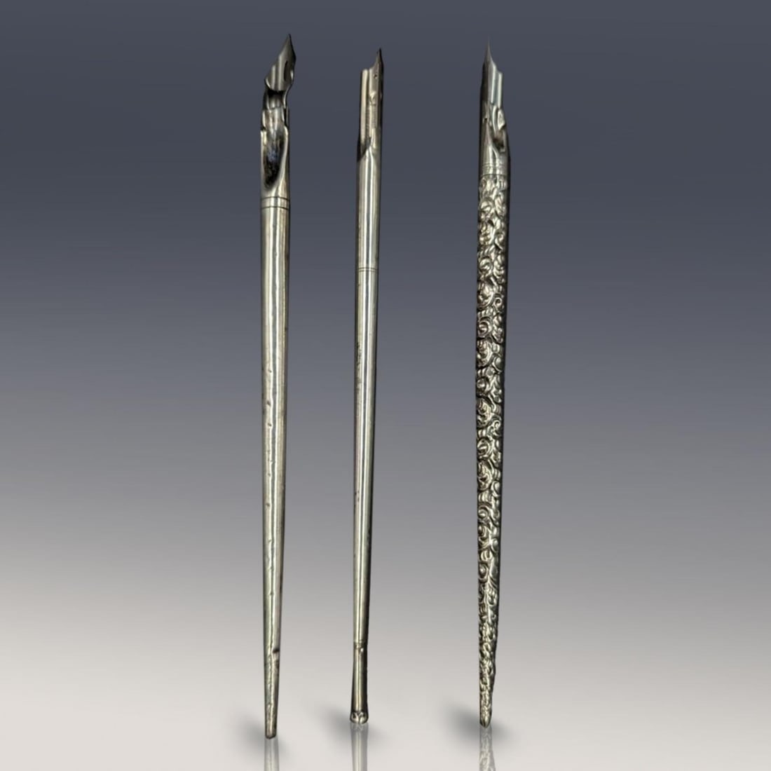 Lot Of 3 Sterling Silver Dip Pens Each Equipped With A Mint Unused Steel Dip Nib (1 of 16)