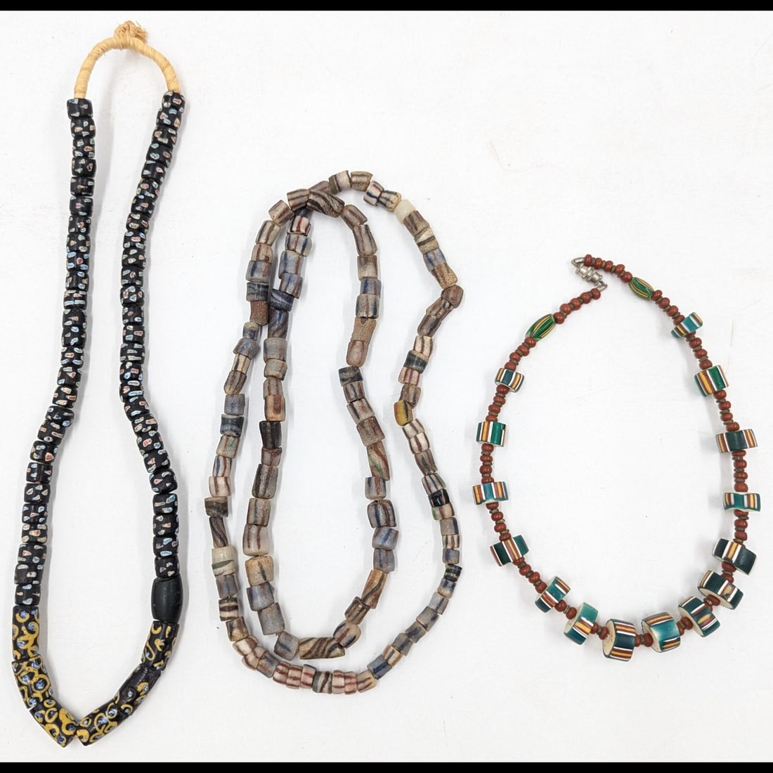 Set Of 3 Hand Crafted African Glass Trade Necklaces, One Children's Necklace (1 of 13)