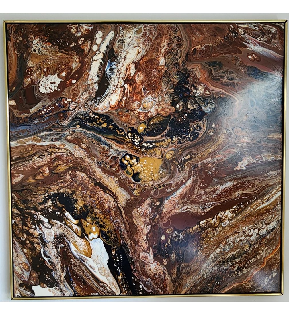 R Mann (RICHARD MANN) American California Abstract Painting Signed: R Mann (RICHARD MANN) American California Abstract Painting Signed. Measure 36" X 36". Provenance: Private Estate Central Florida. Please copy and paste the URL link below to review our Term