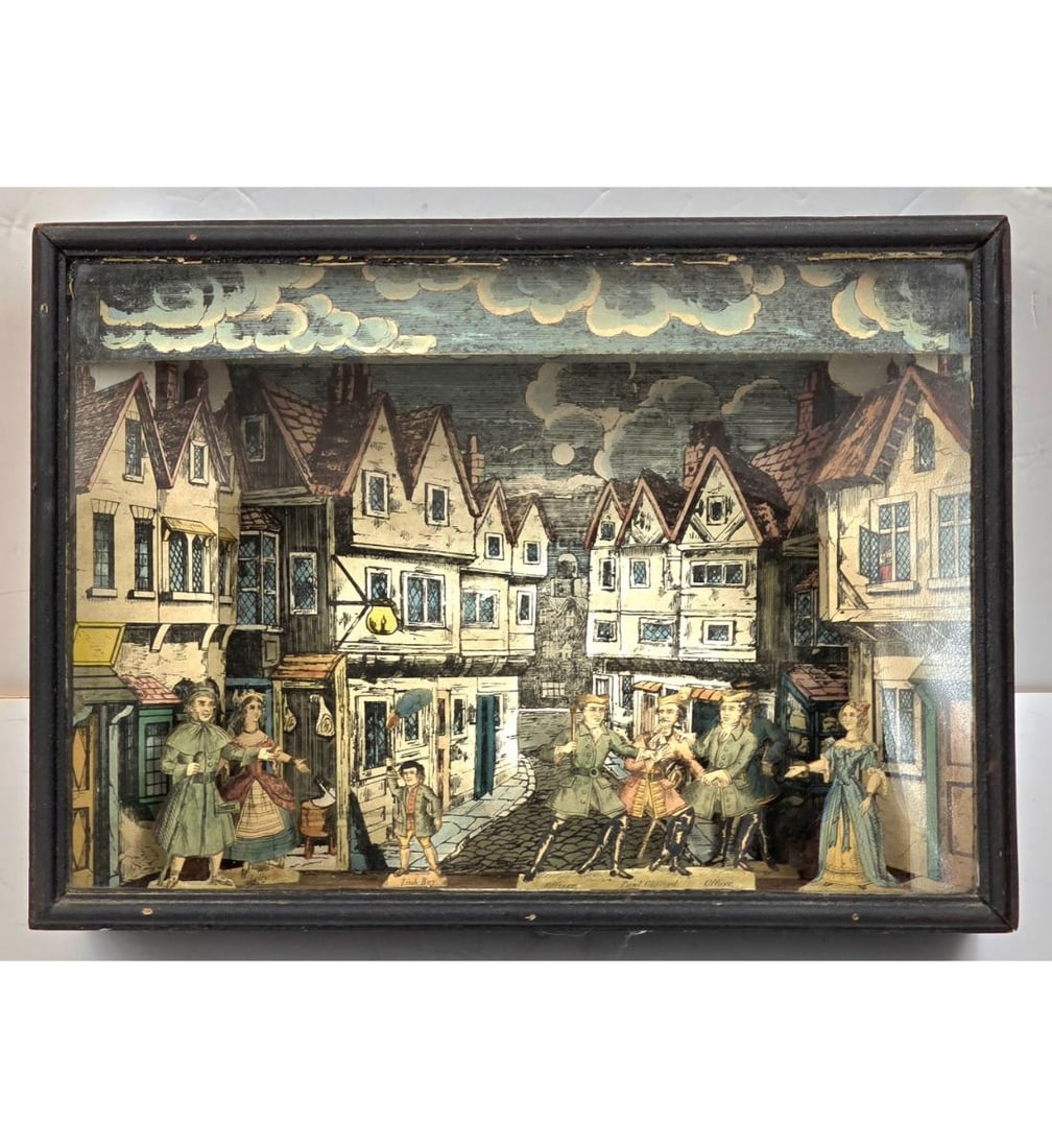 Unique Three Dimensional "Pop-up" Engraving - Diorama of Paul Clifford Hand Colored: https://en.wikipedia.org/wiki/Paul_Clifford Unique Three Dimensional "Pop-up" Engraving - Diorama of Paul Clifford Hand Colored. Measure 13.5" X 10" X 4 3/4". Please copy and paste the URL l