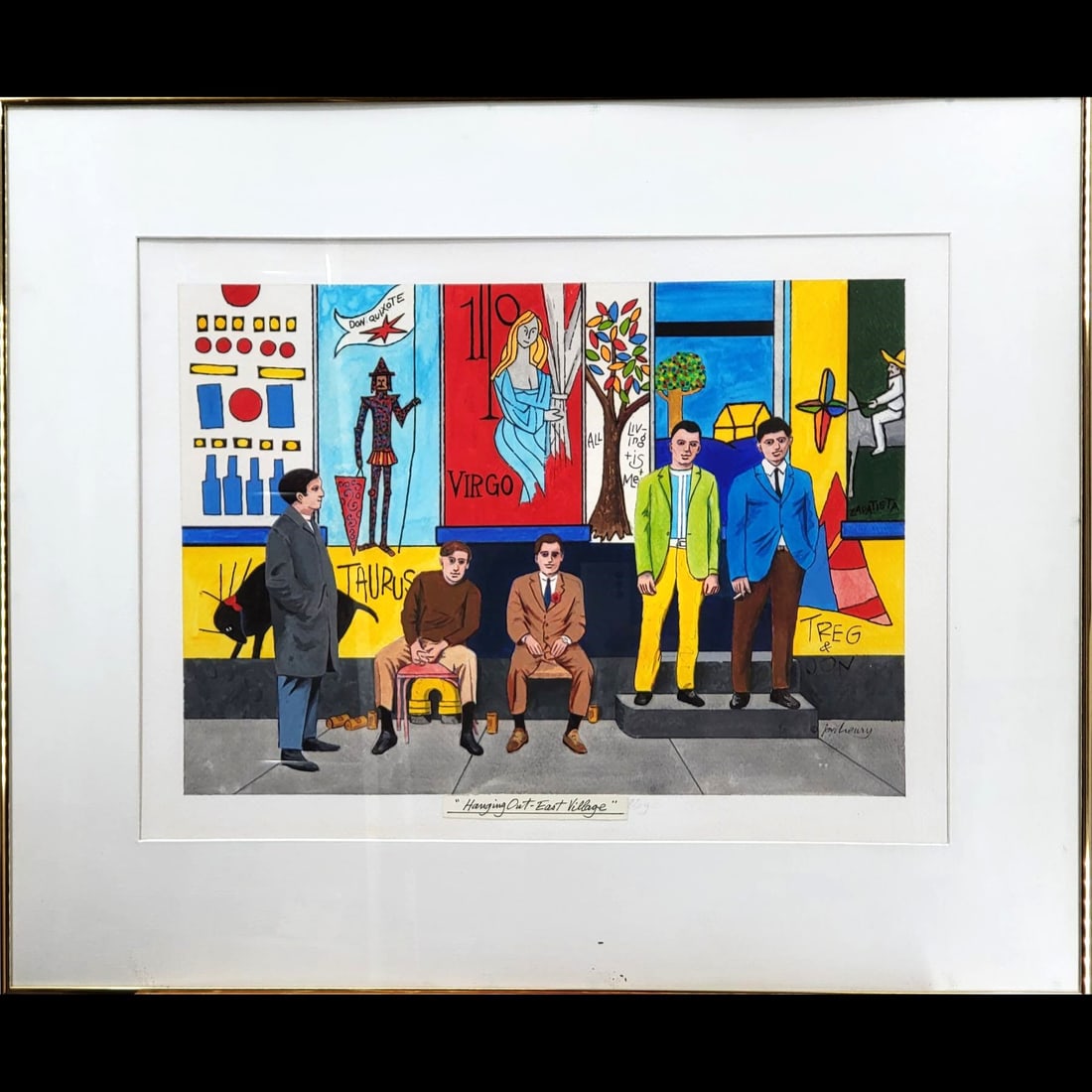 Jon Henry (American, 1916-1990) Original Painting, "Hanging Out - East Village" 1988 (1 of 10)