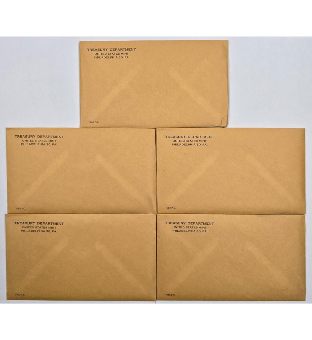 1962 United States Proof Set Lot Of 5 Unopened Envelopes (1 of 1)