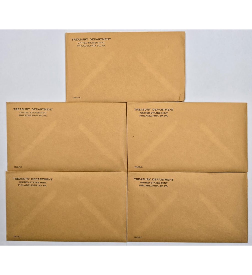1962 United States Proof Set Lot Of 5 Unopened Envelopes (1 of 1)