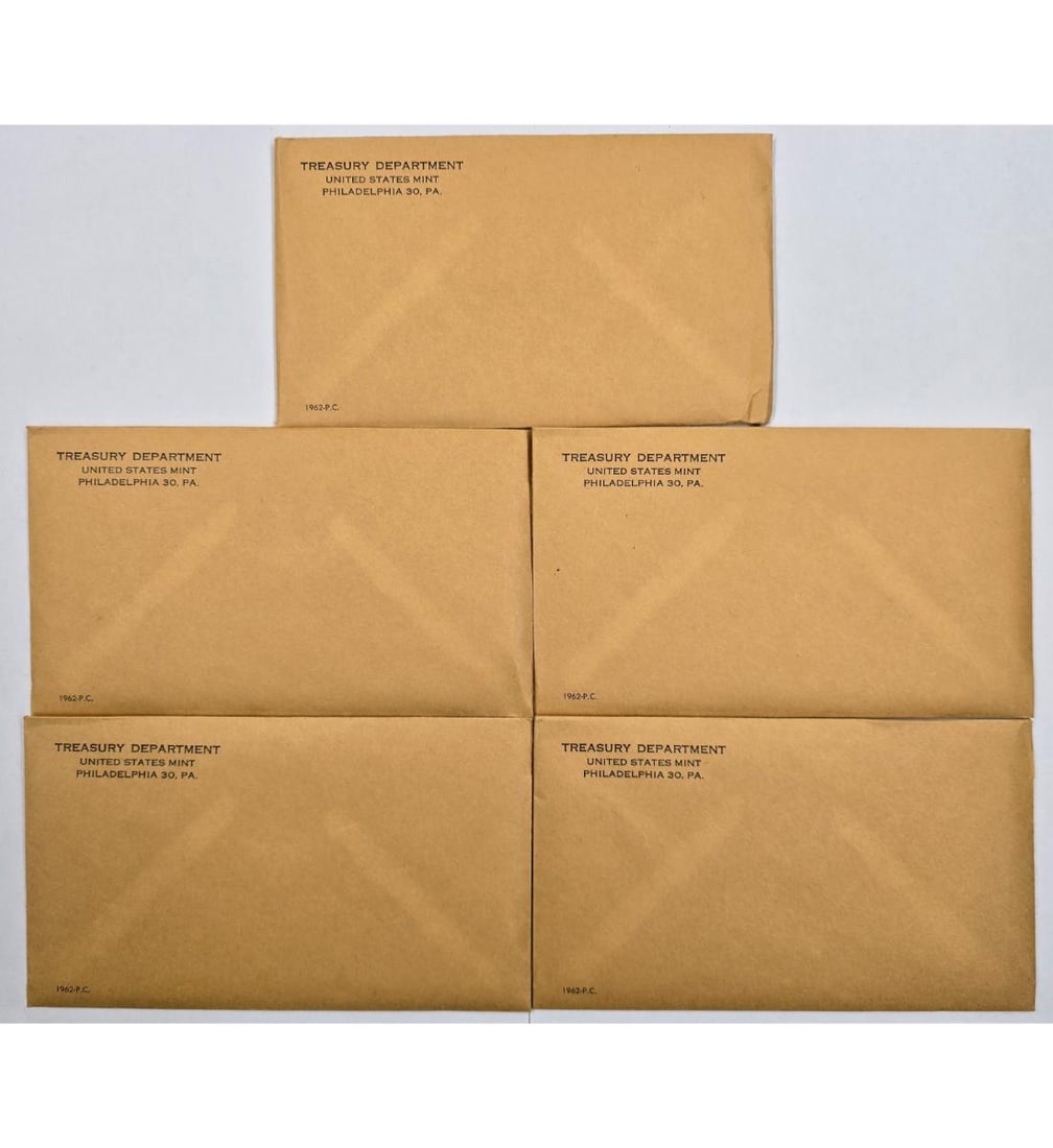 1962 United States Proof Set Lot Of 5 Unopened Envelopes (1 of 1)