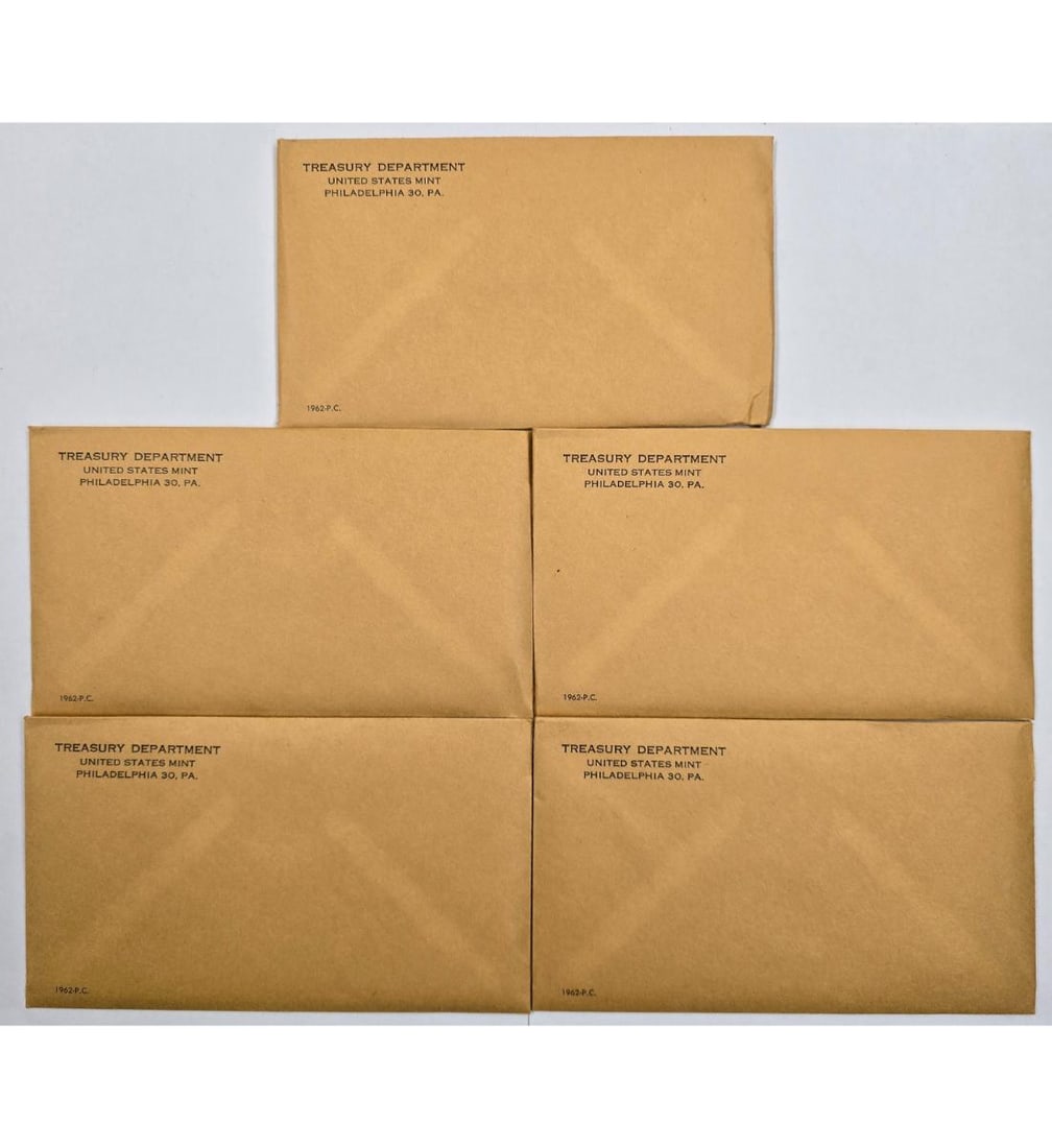 1962 United States Proof Set Lot Of 5 Unopened Envelopes (1 of 1)