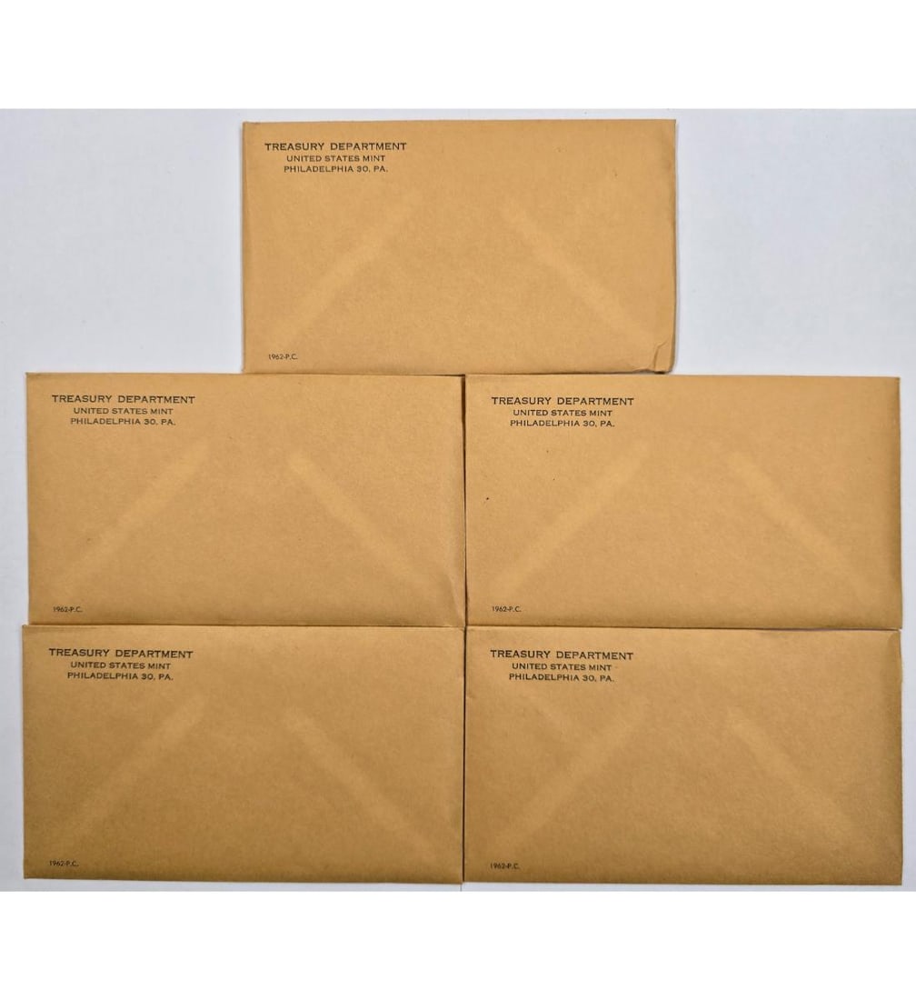 1962 United States Proof Set Lot Of 5 Unopened Envelopes (1 of 1)