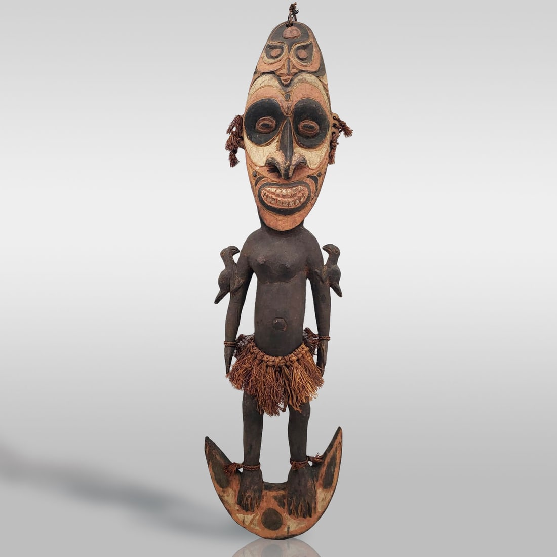 A Large Wood Carved Papua New Guinea Two-Face Spirit Sepik Figure (1 of 13)