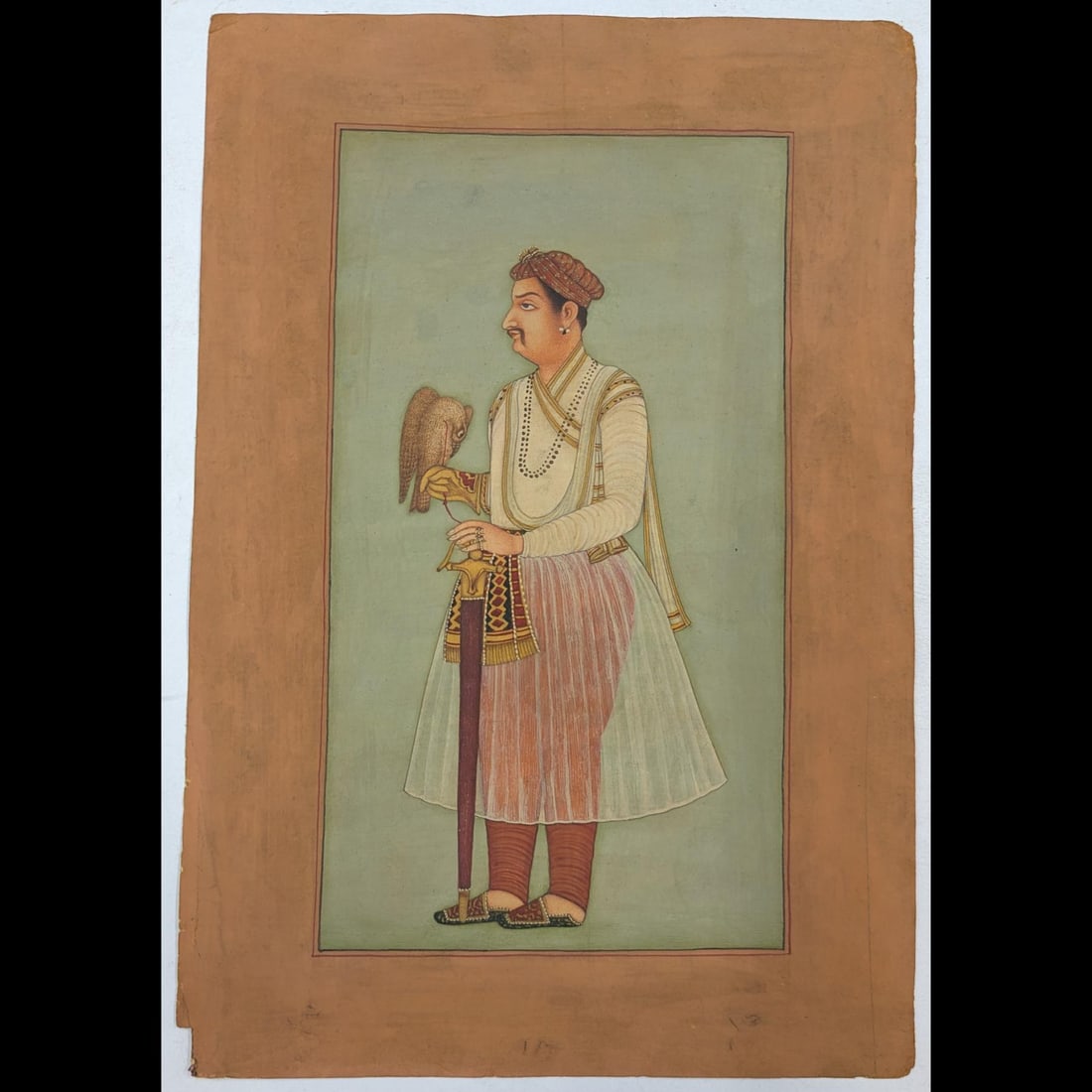 Indian Mughal School Miniature Painting Of Emperor Akbar With A Vulture (1 of 5)