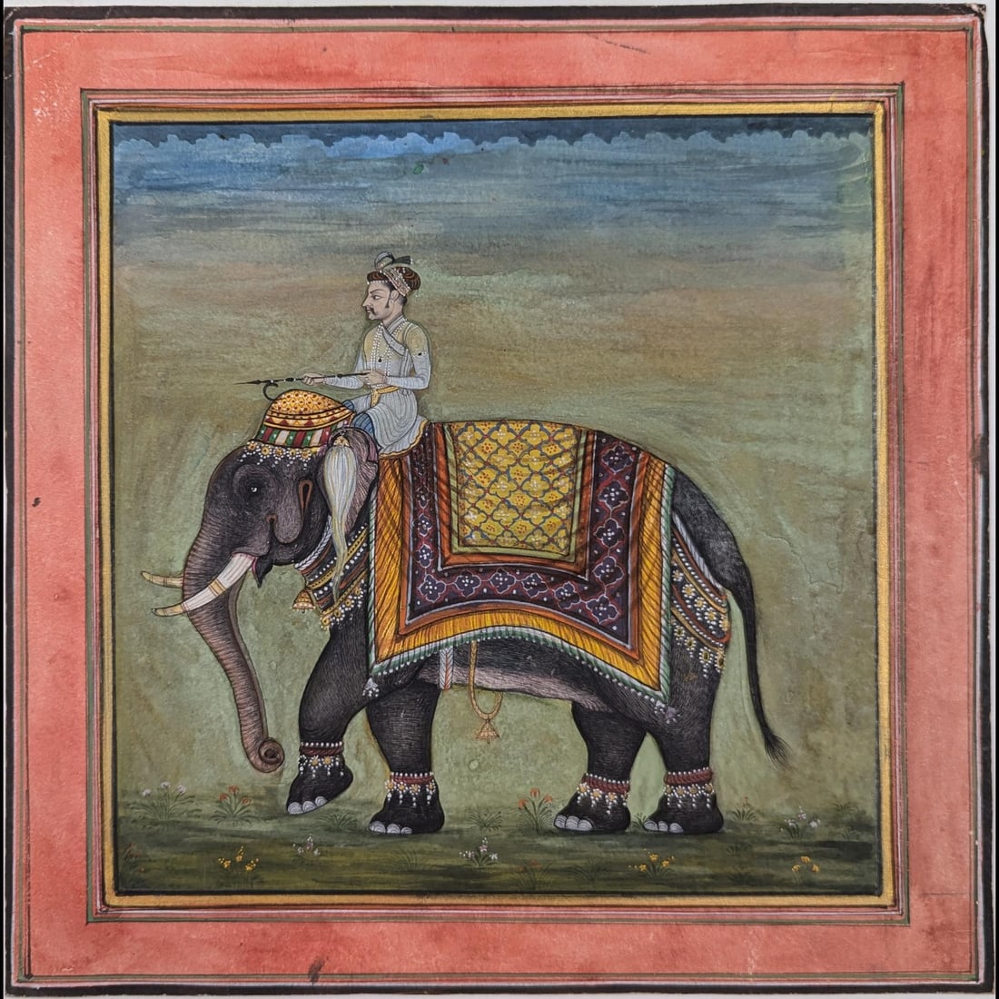Indian Jodhpur School Miniature Painting Of A Royal Elephant (1 of 6)