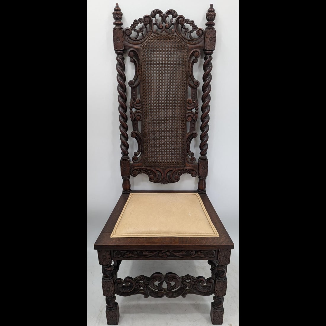 A Very Fine 19th Century Carved Walnut Or Beech Chair With Barley Twist: 1960s Mid-Century Modern Saturn Ring Art Mirror. Measures approx. 51" X 21" X 19". Please copy and paste the URL link below to review our Terms and Conditions for bidding, payment, shippin