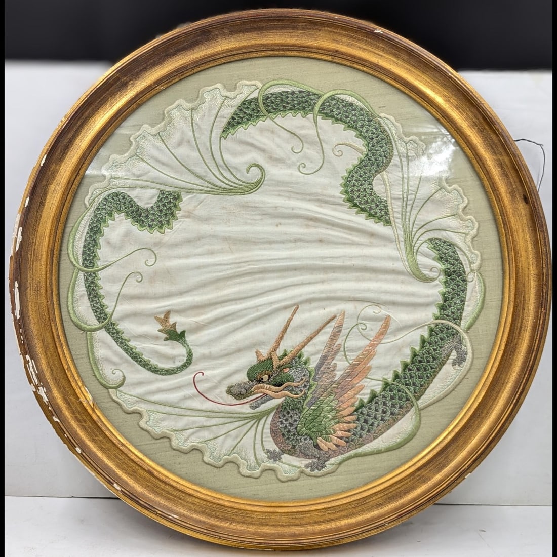 Antique Framed Chinese Dragon Silk Embroidery (1 of 9)