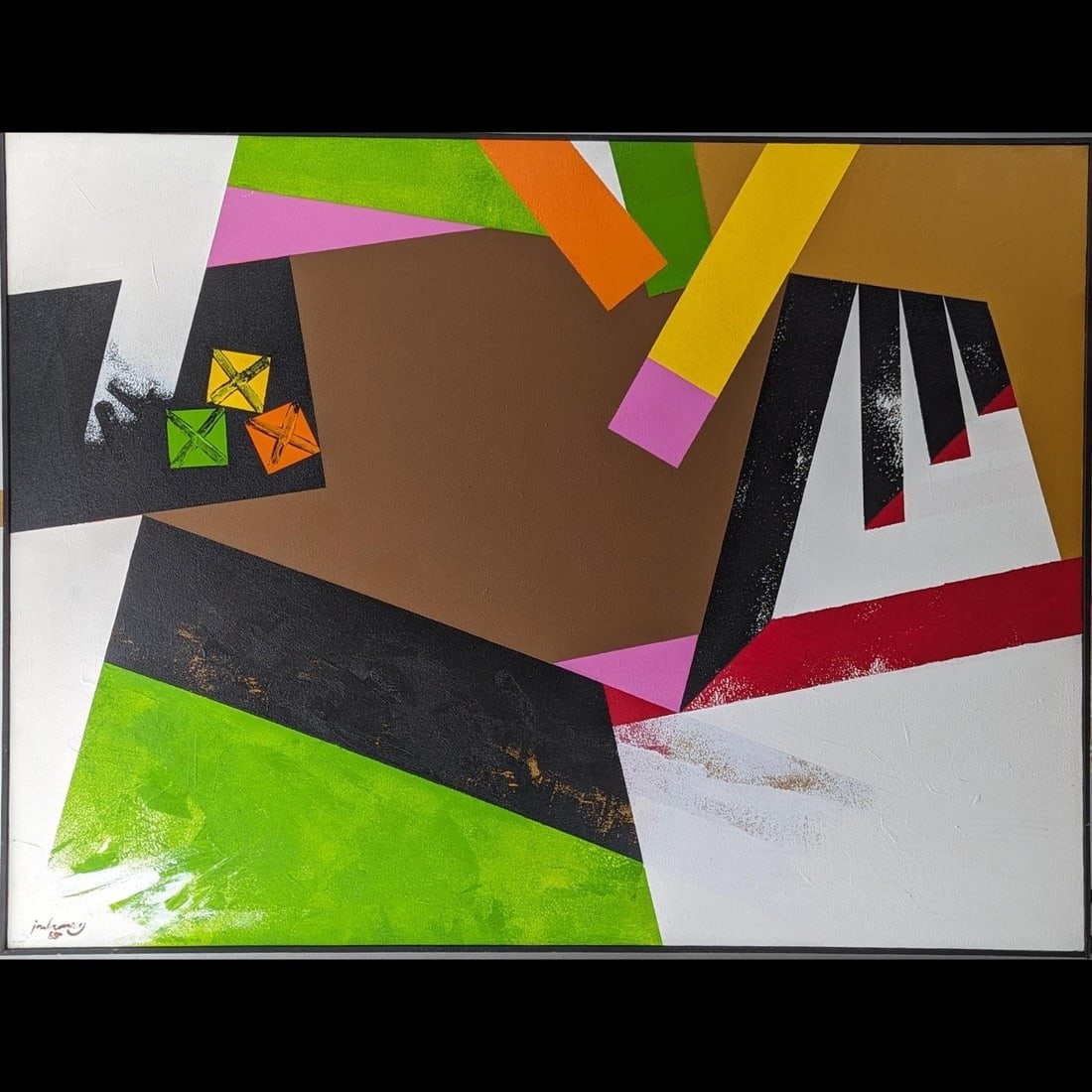 Large American Jon Henry 1916-90 Acrylic Abstract Painting "Nairobi" 1985, NO RESERVES (1 of 8)