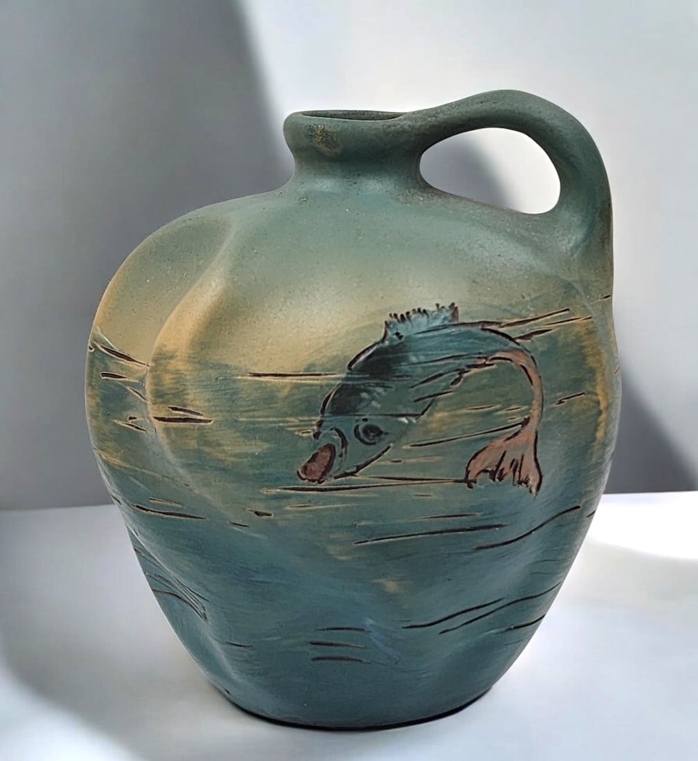 Weller Dickensware Aquatic Pottery Jug Vase, Circa 1915 (1 of 10)