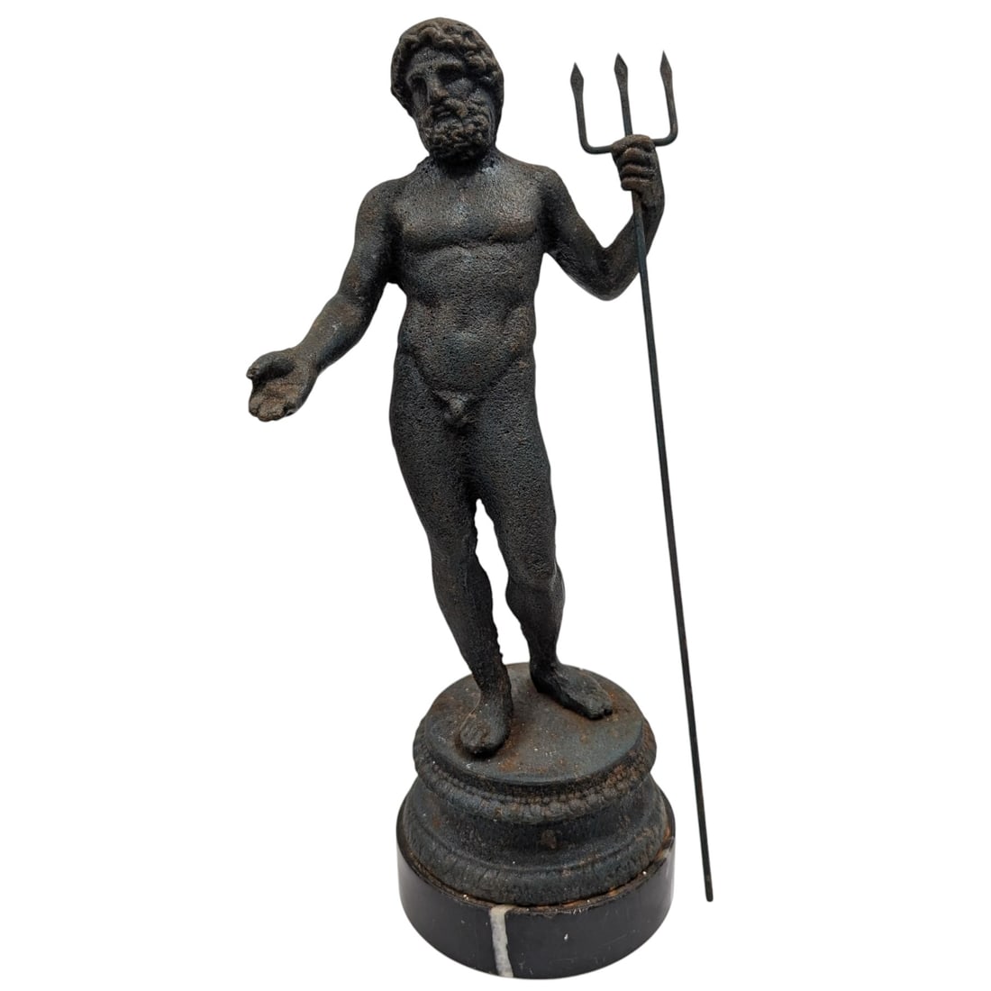 Vintage Bronze Statue Of The Roman God Of The Sea Neptune, Mounted On Marble (1 of 11)