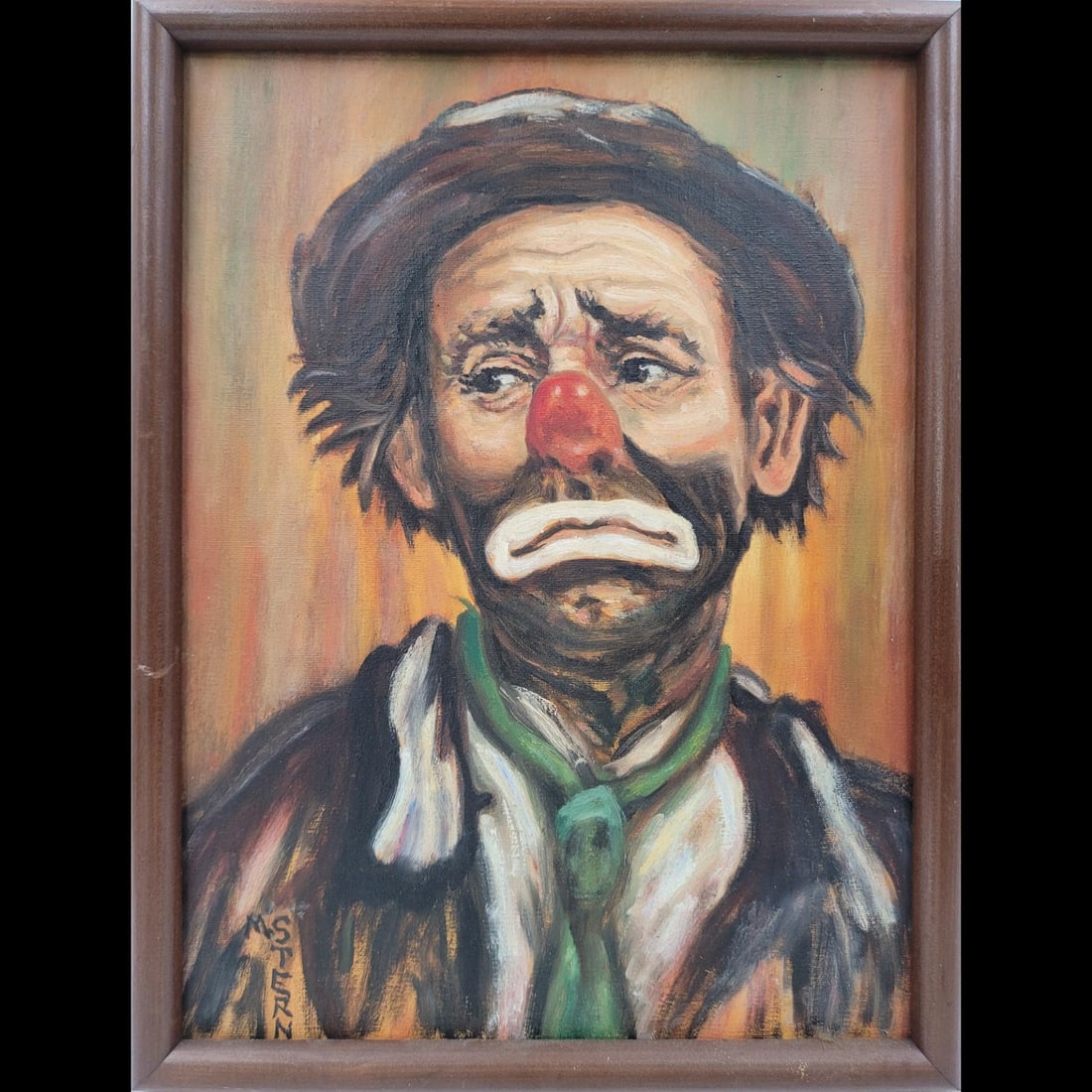 M. Stern Signed Oil On Canvas Clown Portrait (1 of 7)