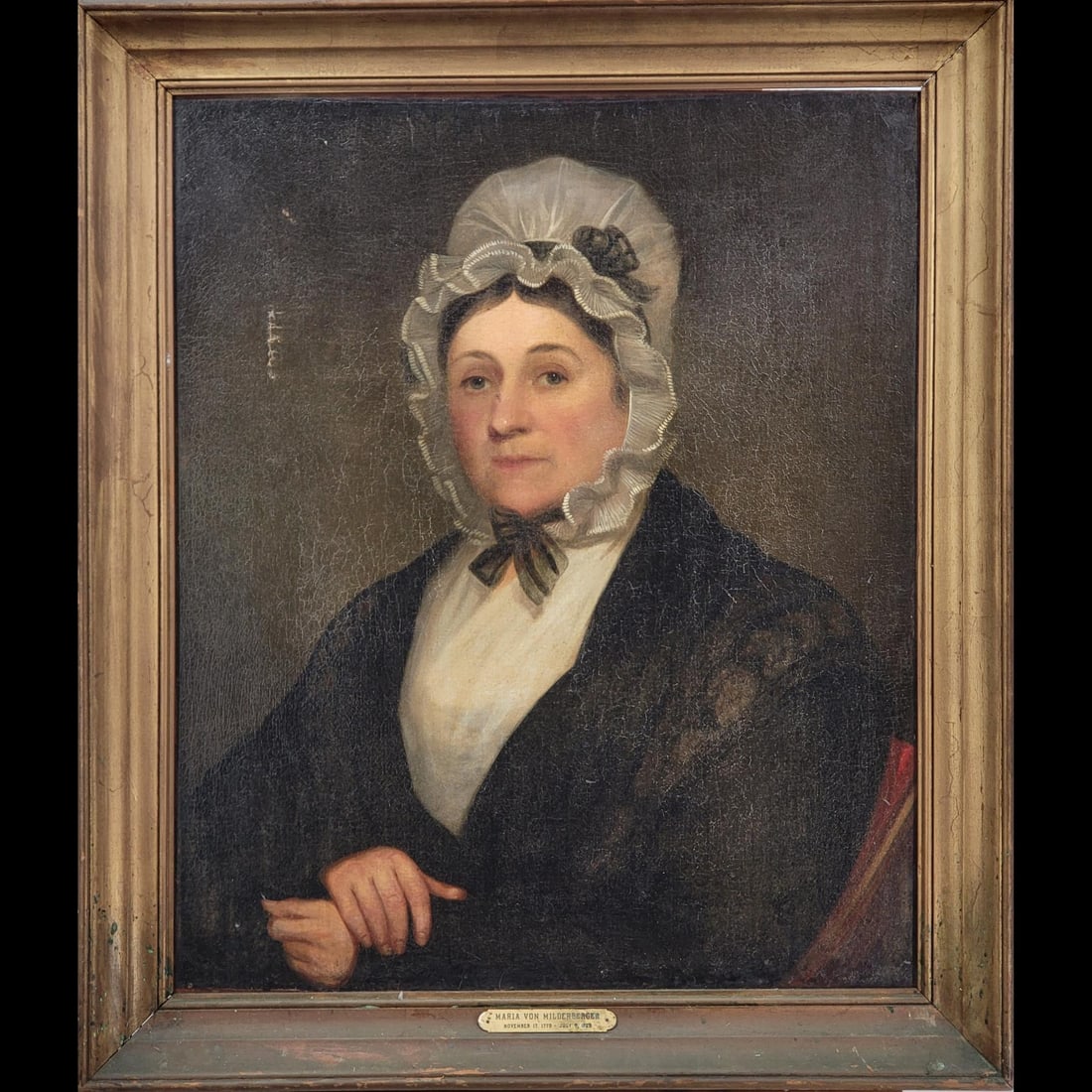 An Early American School Oil On Canvas Portrait Of "Maria Von Milderberger" (1 of 8)