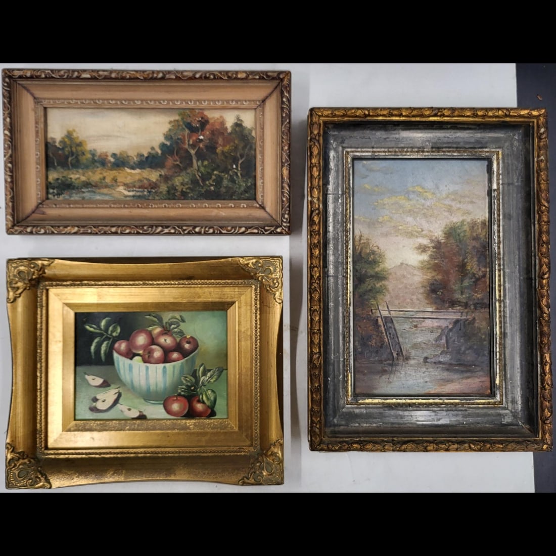 Lot Of 3 Framed Early Antique Oil Paintings (1 of 16)