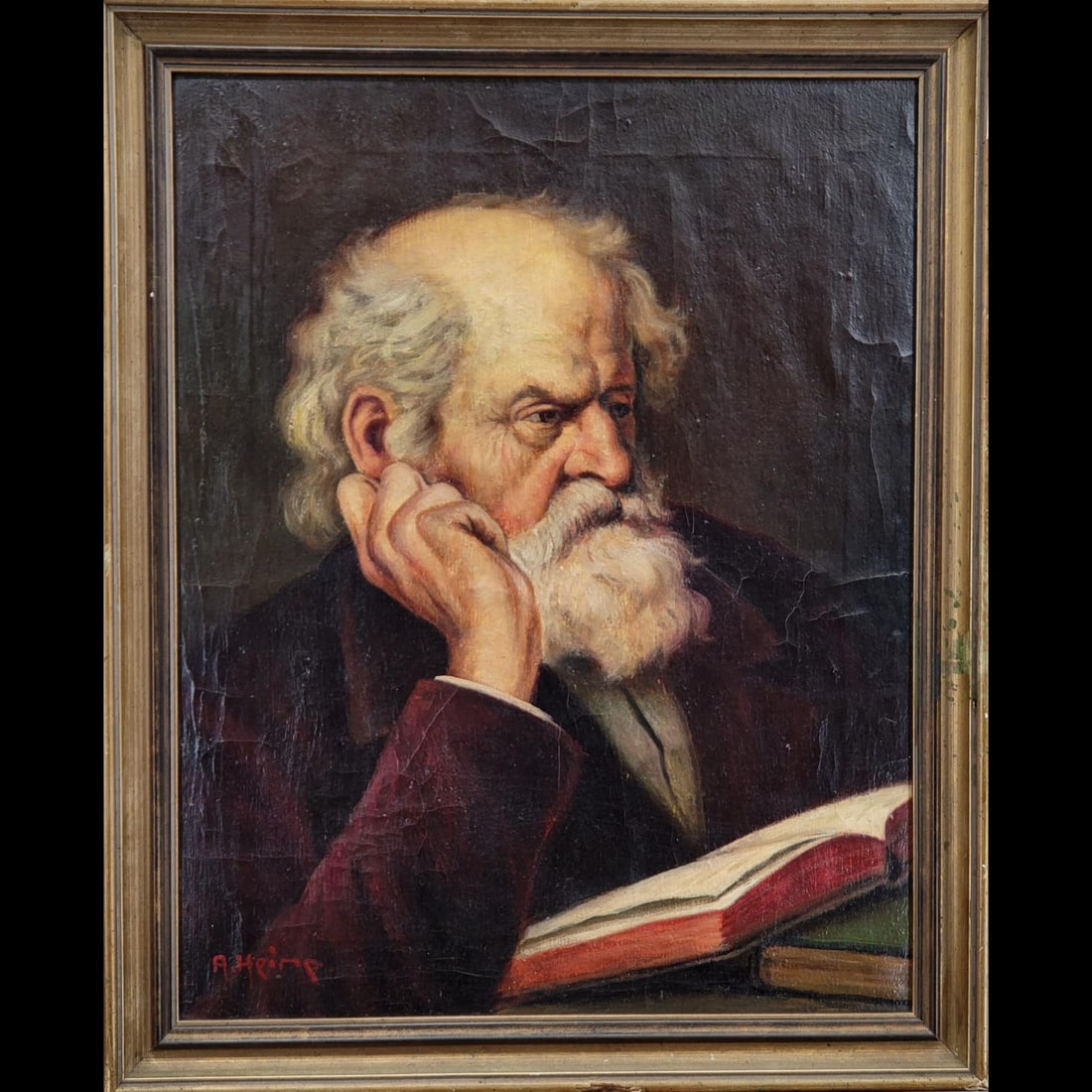 A. Heine (German, 20th C.) Oil On Board Portrait Painting (1 of 6)