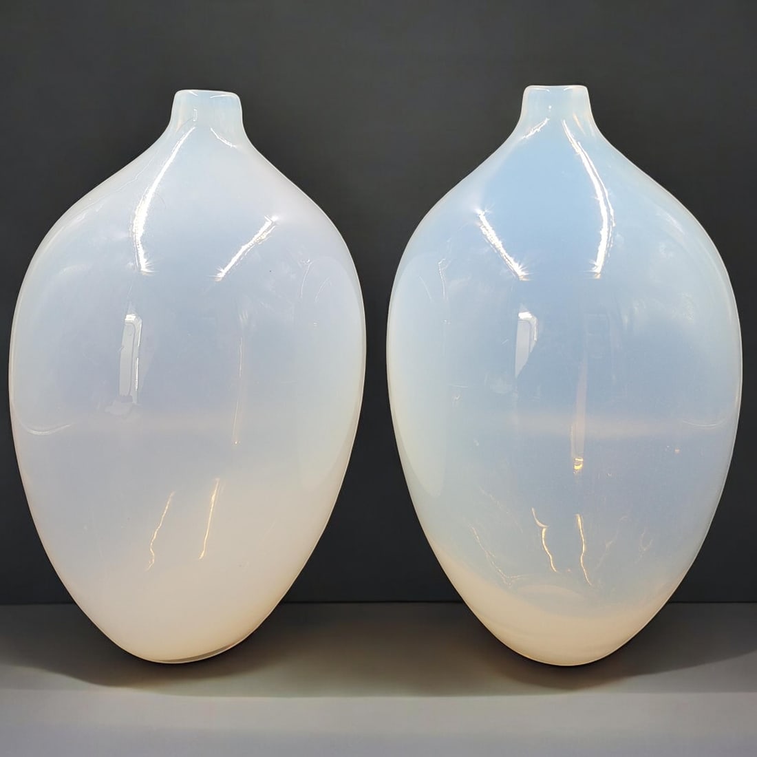 Pair Of Hand Blown Blenko Style Opalescent Art Glass Vases (1 of 5)